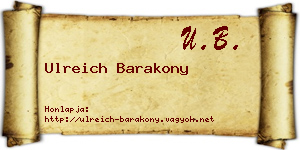 Ulreich Barakony névjegykártya